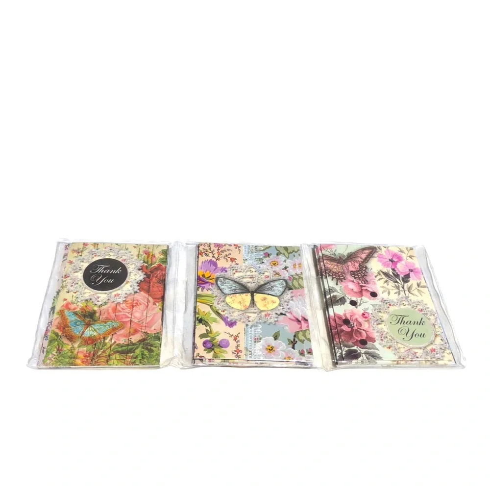 Punch Studio Lacy Butterfly Thank You Cards in Trifold Vinyl Sleeve (67566) 12ct